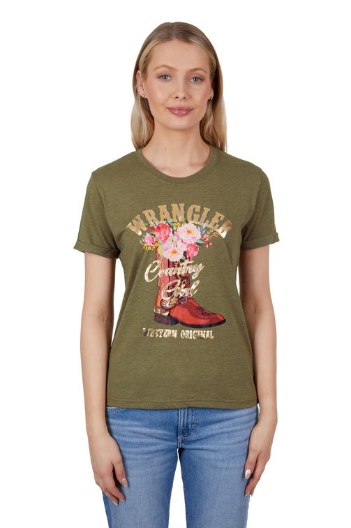 WRANGLER WOMENS MACY S/S TEE (KHAKI MARLE)