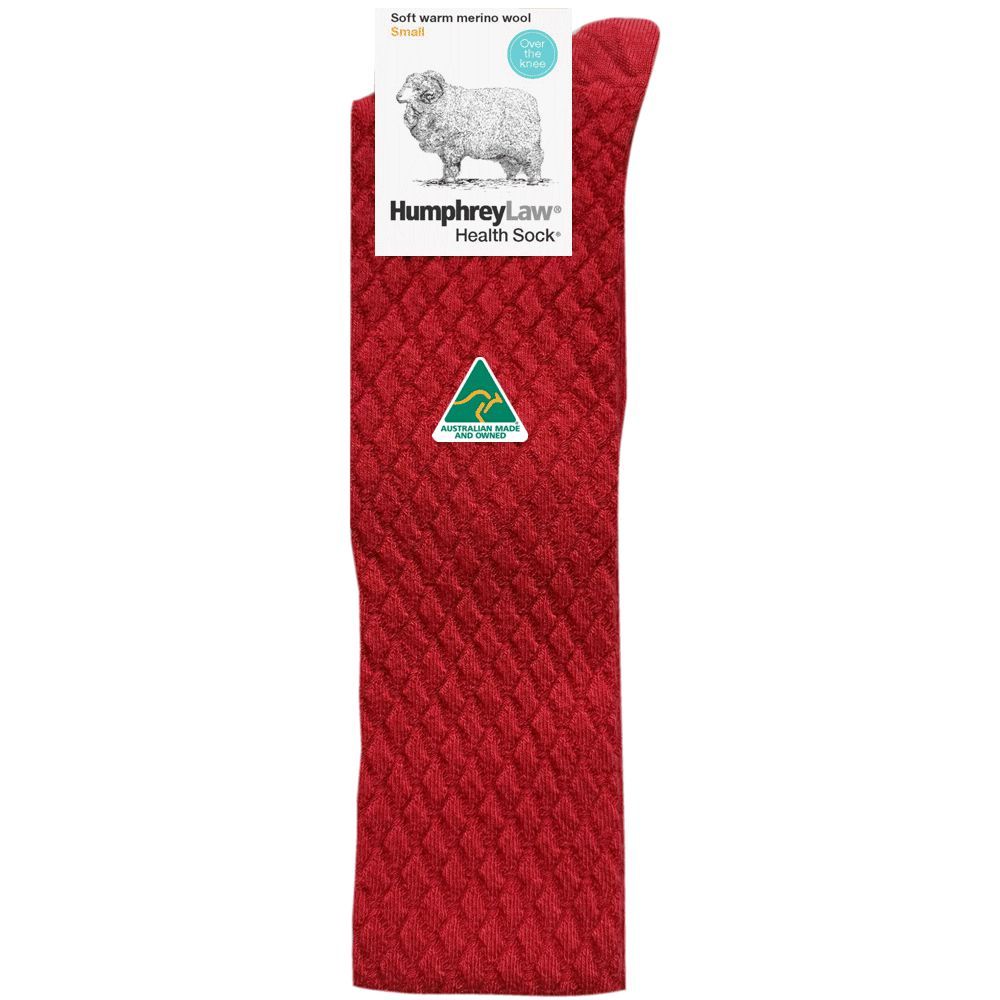 Humphrey Law 95% Fine Merino Wool Quilted  Over the Knee Ladies' Health Sock® Small