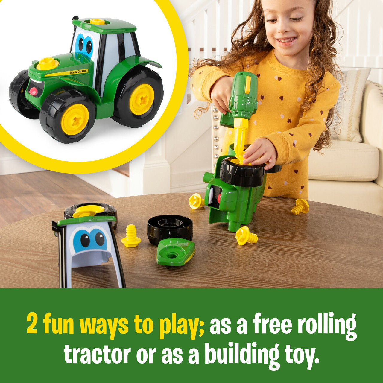 John Deere Key-n-Go Johnny Tractor with 15 Interactive Ways to Play