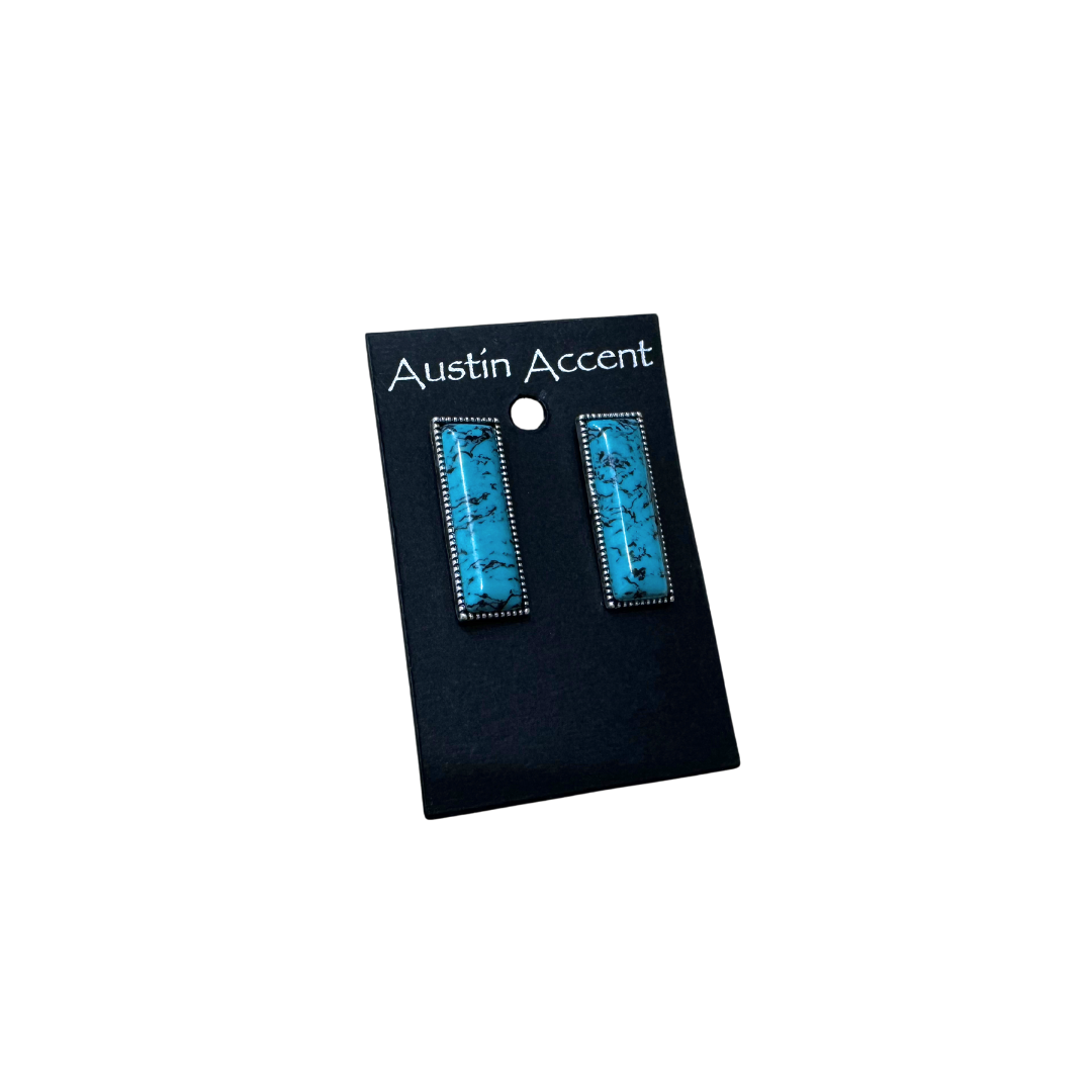 Austin Accent Earring Post Rectangle Turquoise