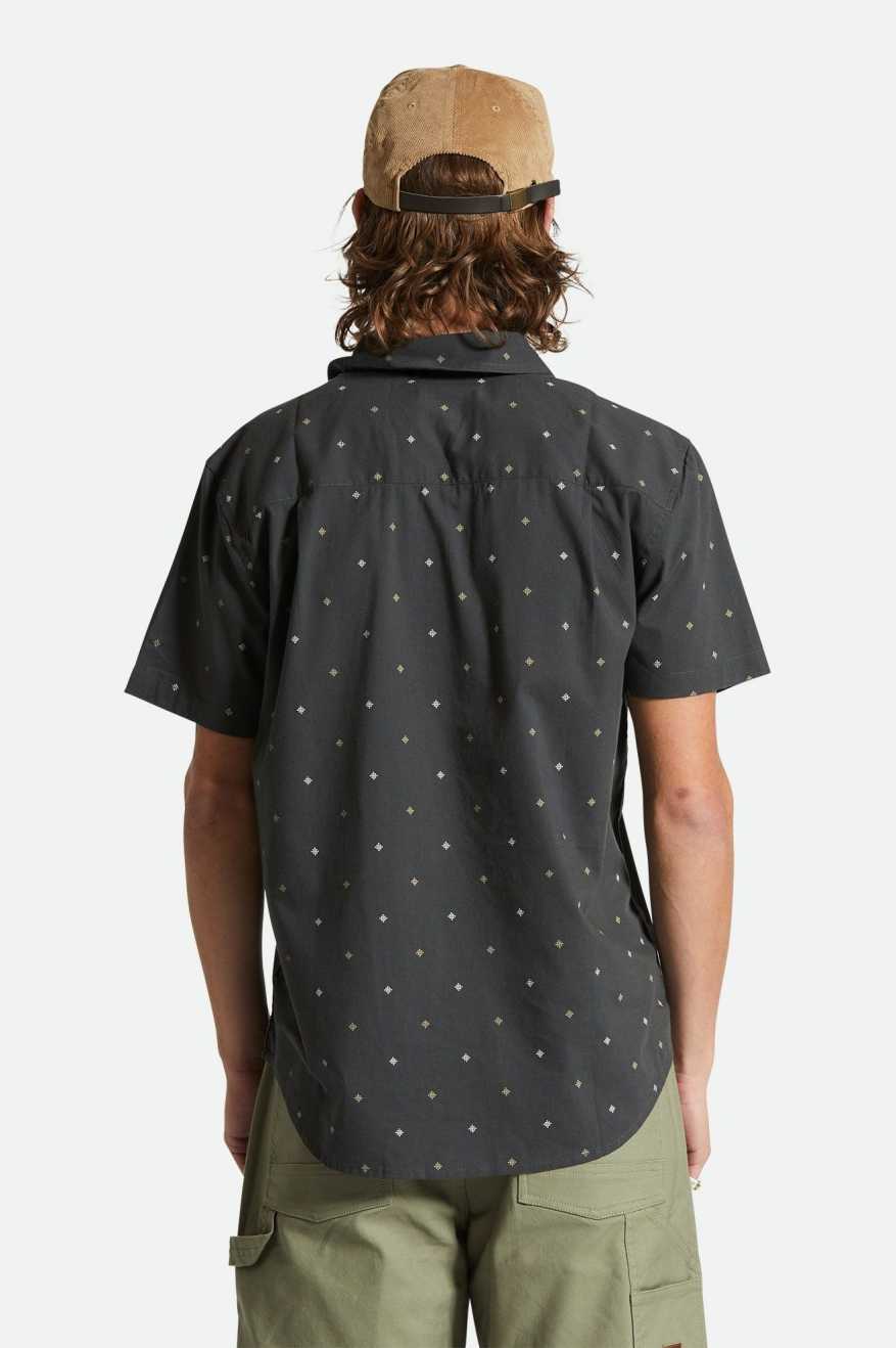 Brixton Men's Charter Charter Print S/S Shirt - Washed Black Pyramid