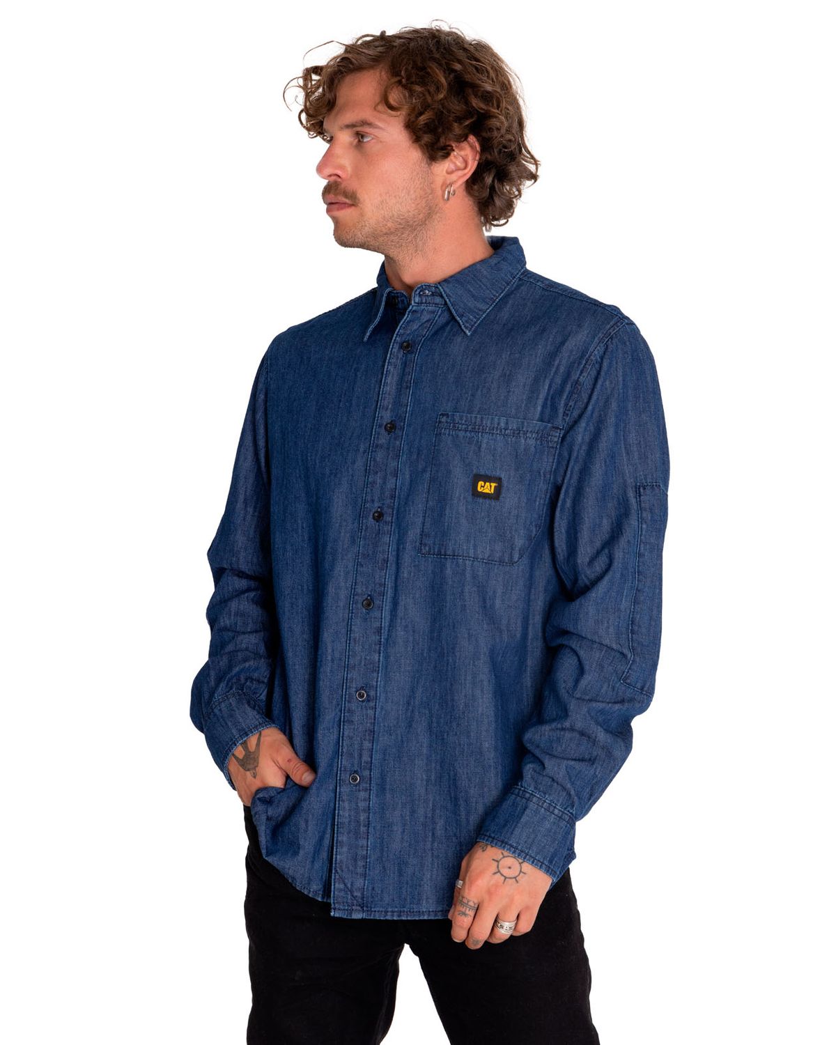 CAT Men's Denim Long Sleeve Shirt (Standard Stonewash)