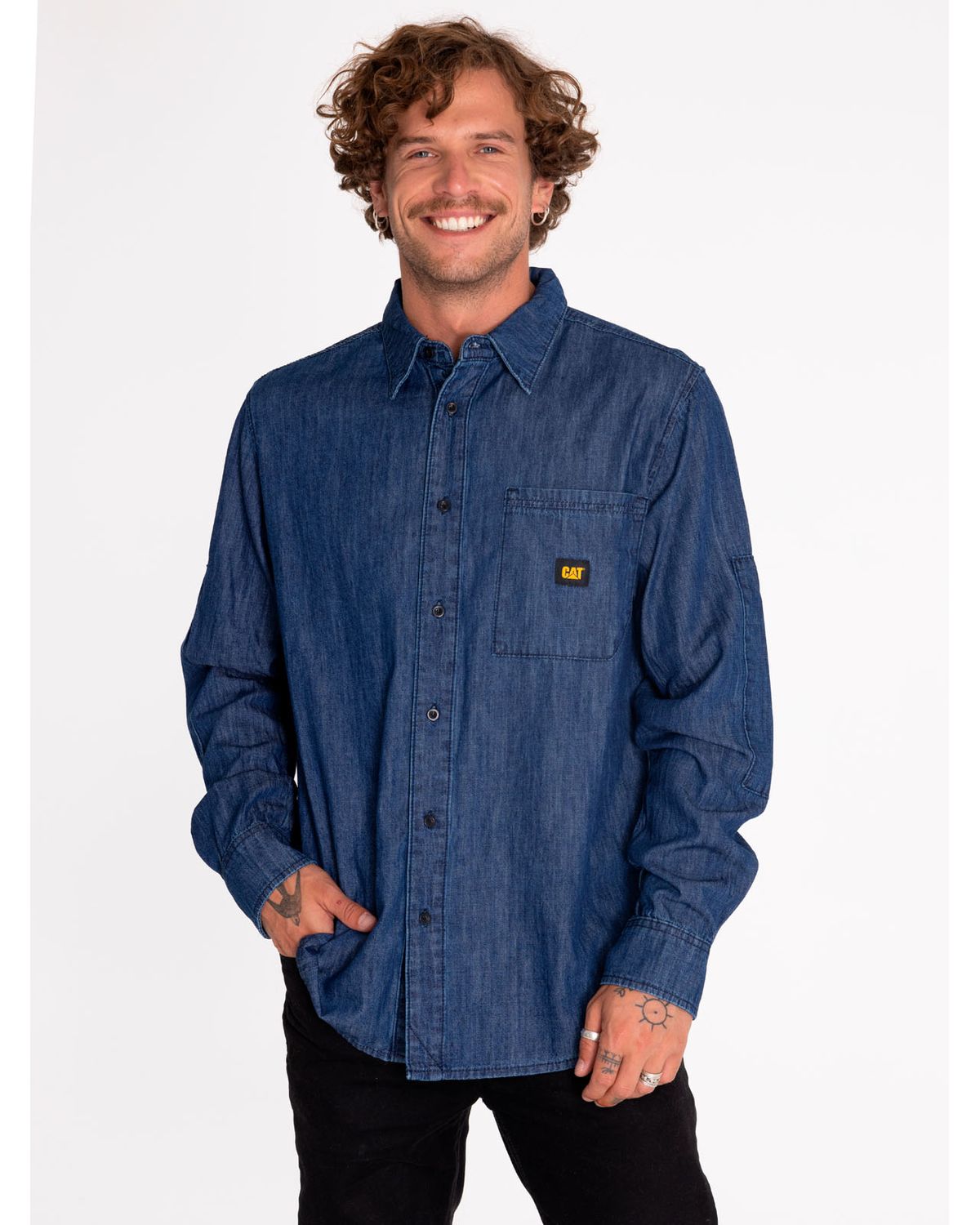 CAT Men's Denim Long Sleeve Shirt (Standard Stonewash)