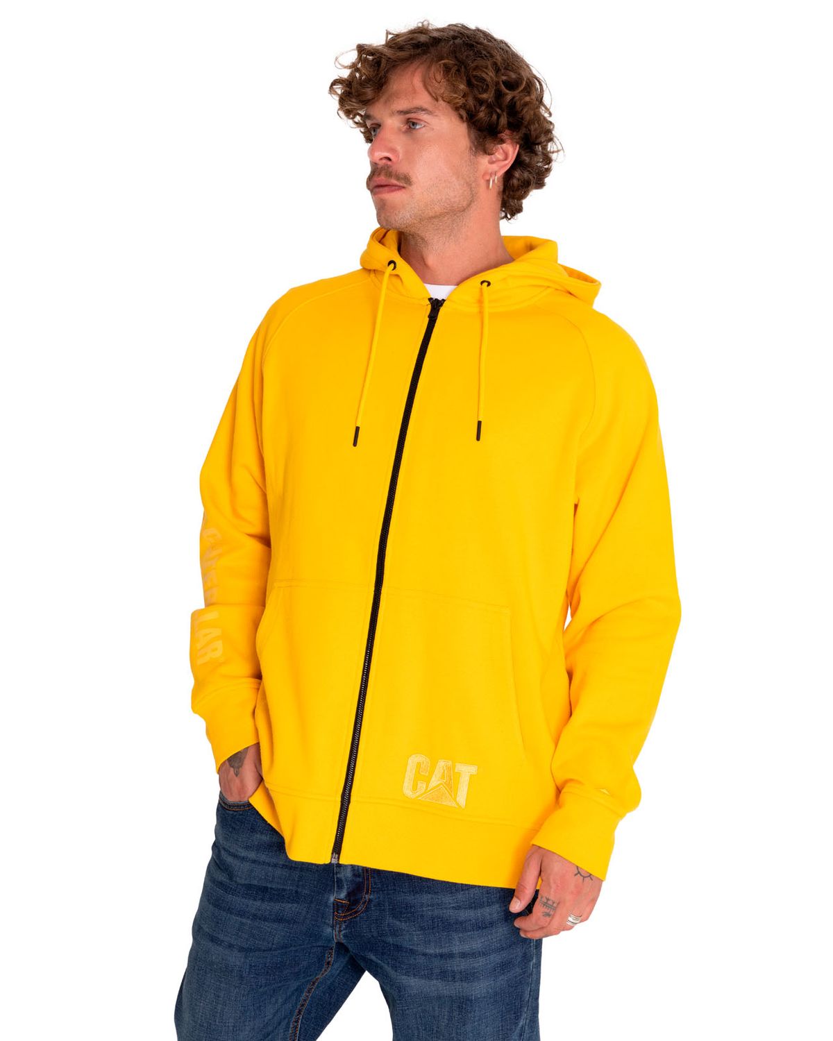 CAT Fleece Logo Full Zip Hoodie (Yellow)