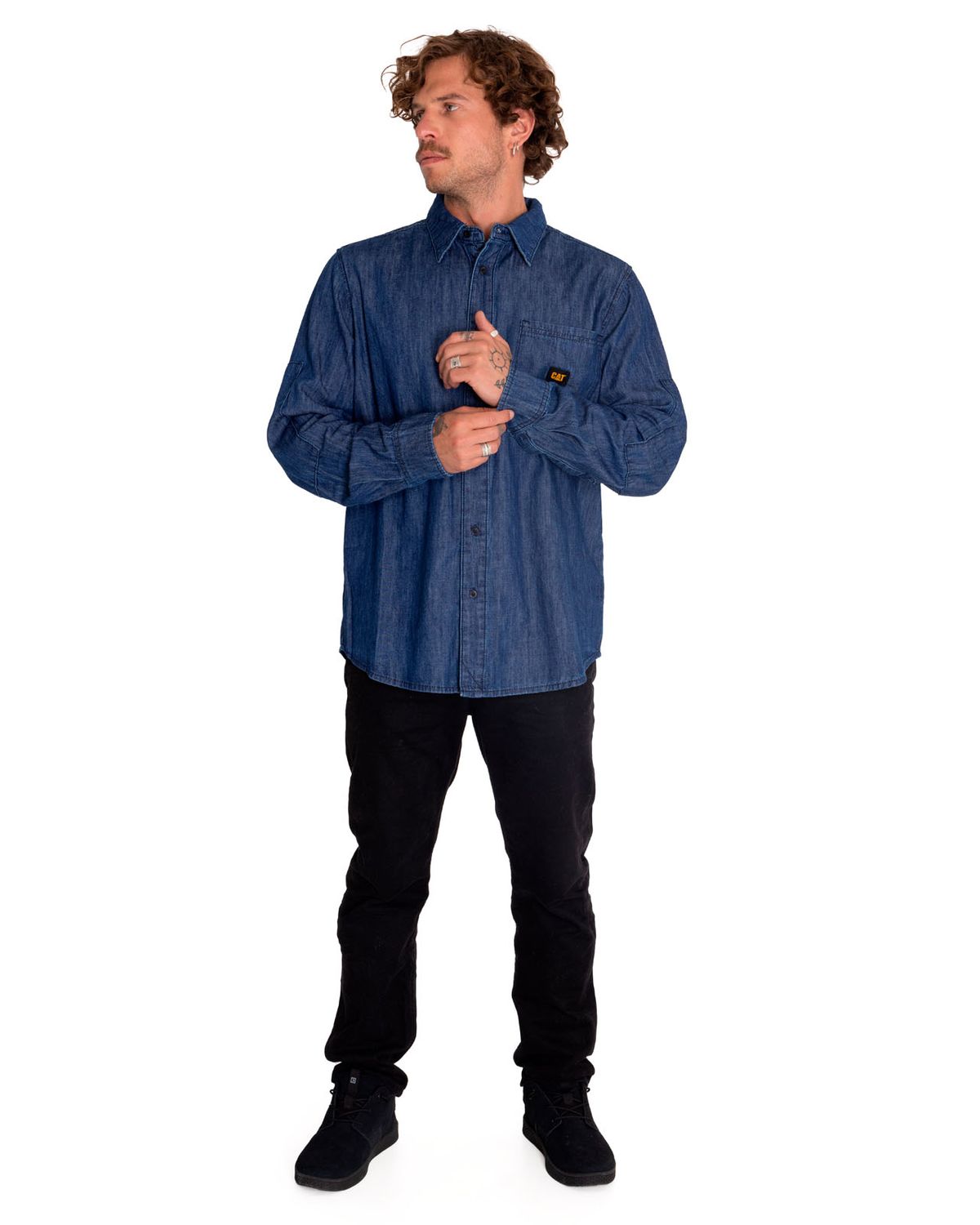 CAT Men's Denim Long Sleeve Shirt (Standard Stonewash)