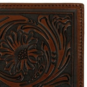 Stetson Tooled Leather Bi-Fold Wallet - Brown