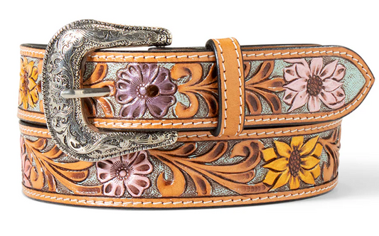 Ariat Womens Sunflower Daisy Hand Tooled Belt 1 1/2" - (Multi)