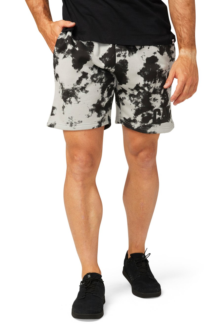 CAT DM FLEECE SHORT (SHIBORI AOP-LIMESTONE) - CLEARANCE