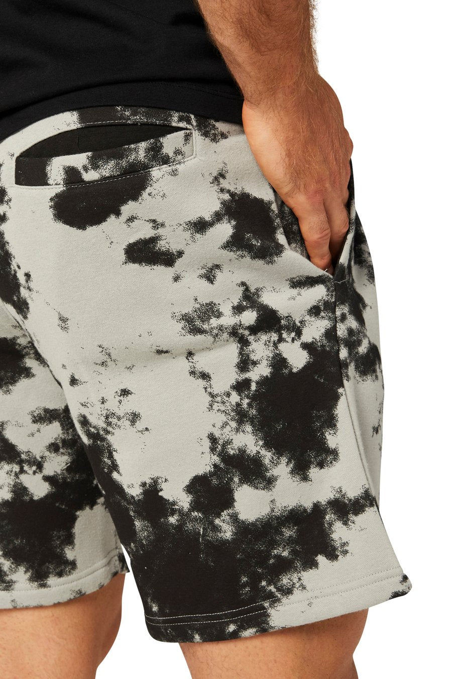 CAT DM FLEECE SHORT (SHIBORI AOP-LIMESTONE) - CLEARANCE