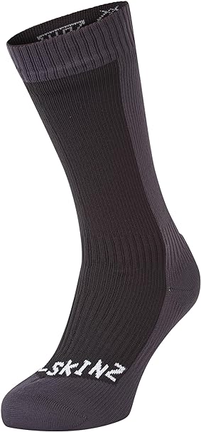 SEALSKINZ WATERPROOF COLD WEATHER MID LENGTH SOCKS - BLACK/GREY