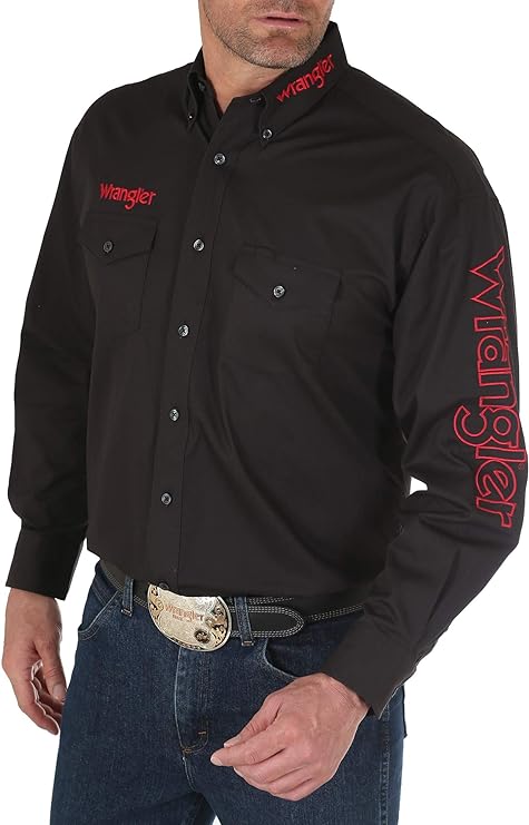 Wrangler® Men's Western Logo Long Sleeve Shirt