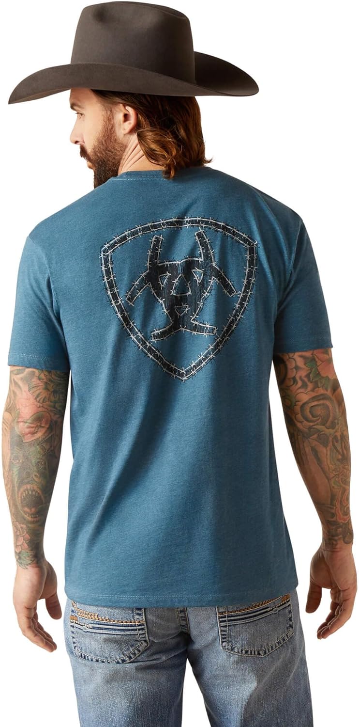 Ariat Mens Western Wire T-shirt Steel Blue heather