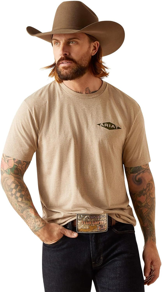 Ariat Mens Work Diamond T-shirt Steel Oatmeal heather