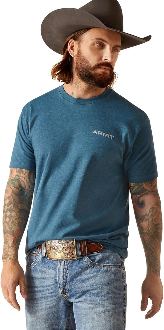 Ariat Mens Western Wire T-shirt Steel Blue heather