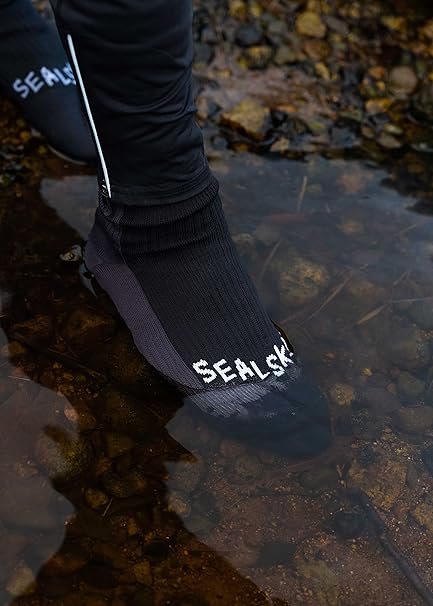 SEALSKINZ WATERPROOF COLD WEATHER MID LENGTH SOCKS - BLACK/GREY