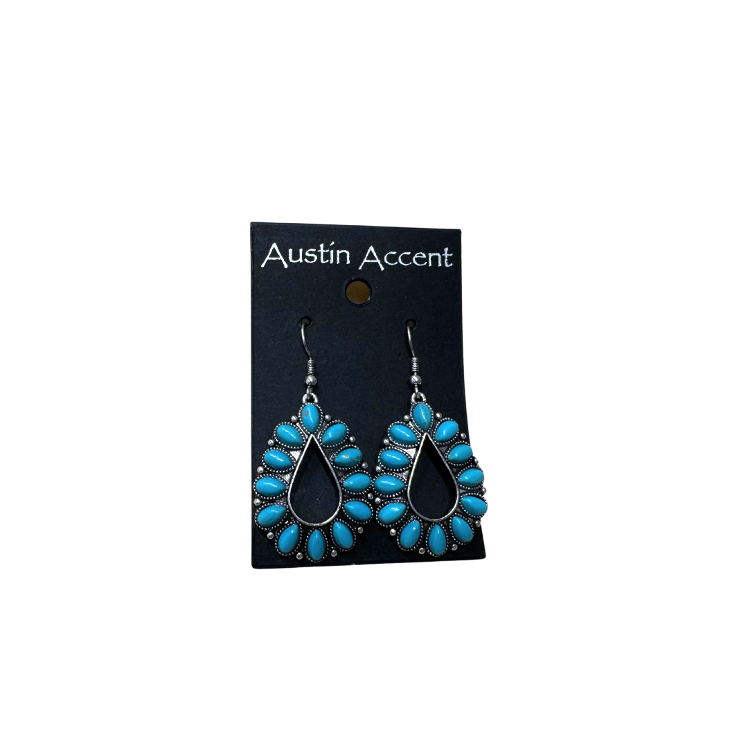 Austin Accent Earrings Oval AS with Turquoise Accent