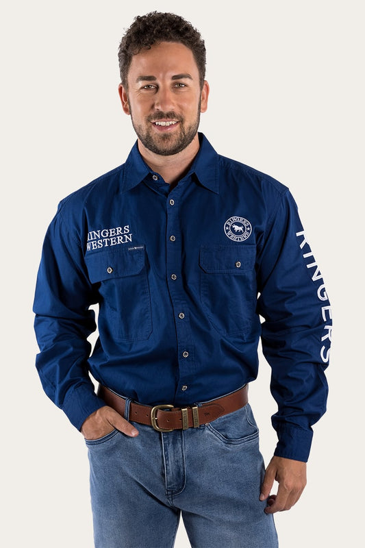 RINGERS WESTERN MENS HAWKEYE FULL BUTTON WORK SHIRT - NAVY