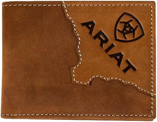 ARIAT MEN'S TWO TONE LEATHER TRI-FOLD WALLET