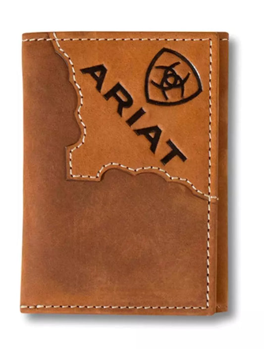 ARIAT MEN'S TWO TONE LEATHER TRI-FOLD WALLET