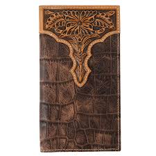 Ariat Men's Crocodile Floral Embossed Rodeo Wallet