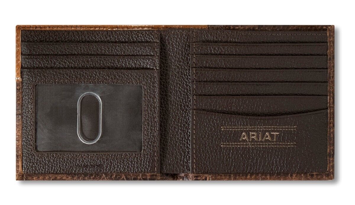 Ariat Mens Large Croco Floral Embossed Bifold Wallet