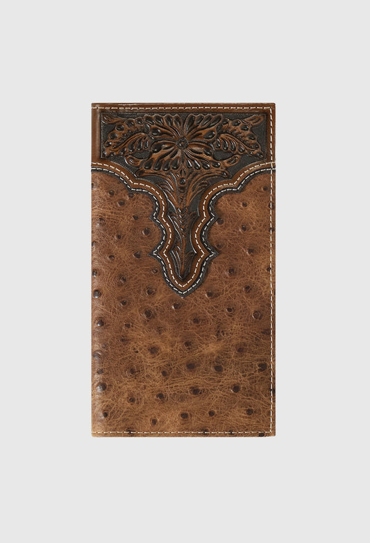 Ariat Men's Ostrich Floral Embossed Rodeo Wallet