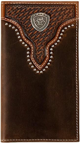 Ariat Mens Basket Weave Bi-Fold Wallet (Sunburst Brown)