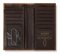 Ariat Mens Basket Weave Bi-Fold Wallet (Sunburst Brown)