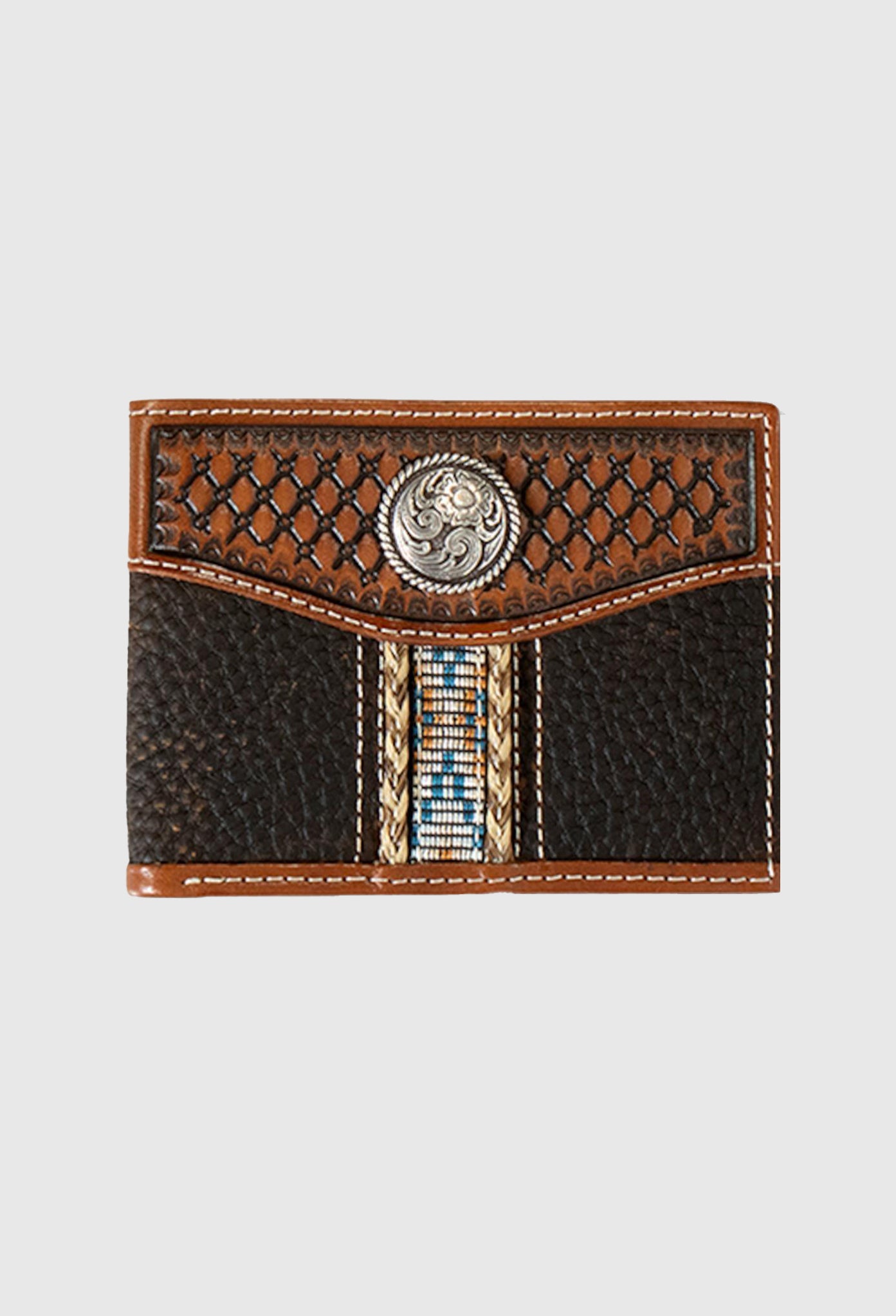 ARIAT MEN'S WOVEN SOUTHWEST ROPE TRIM BIFOLD WALLET