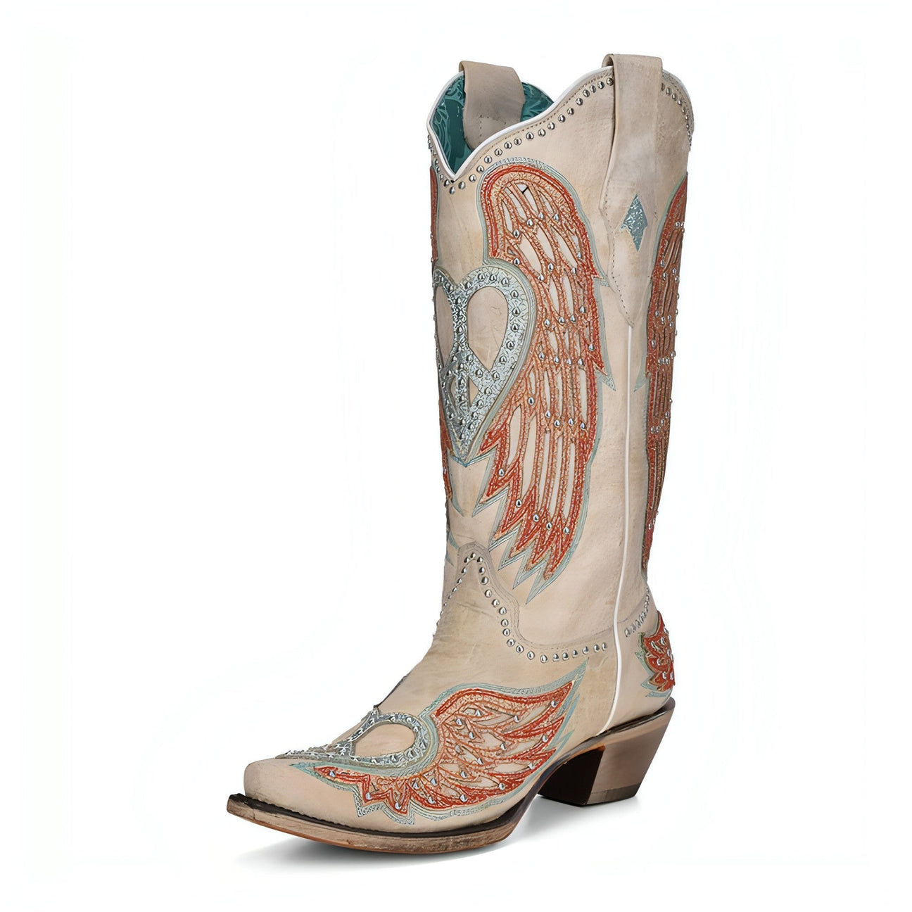 Corral BOOT Ladies Heart & Wings Overlay & Embroidery & studs