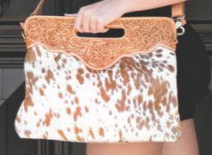 The Design Edge Tooled Leather Cowhide Bag Fringed  – Cusco (AB03)