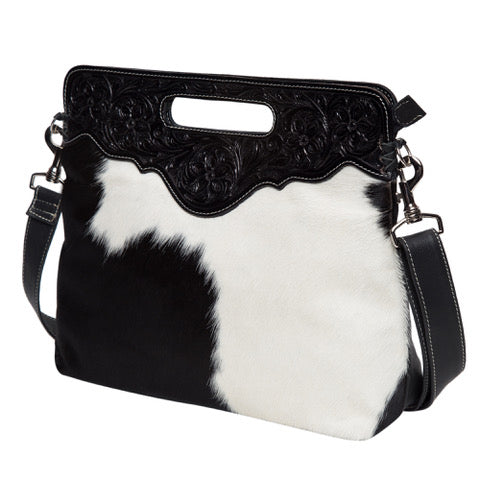 The Design Edge Tooled Leather Cowhide Bag Fringed  – Cusco (AB03)