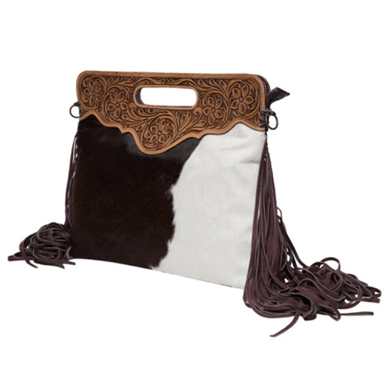 The Design Edge Tooled Leather Cowhide Bag Fringed  – Cusco (AB03)