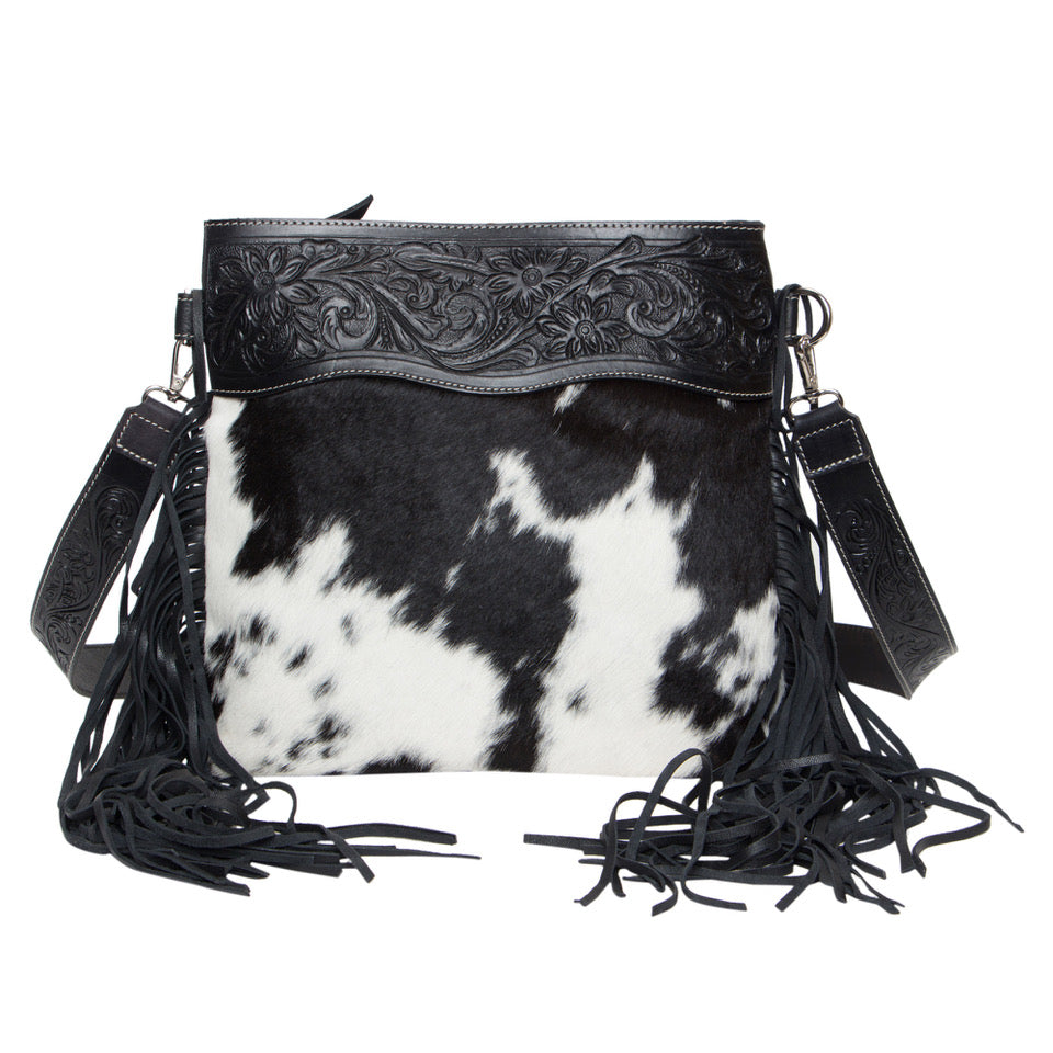 The Design Edge Tooled Leather Medium Sling Cowhide Bag – Pasto (AB13)