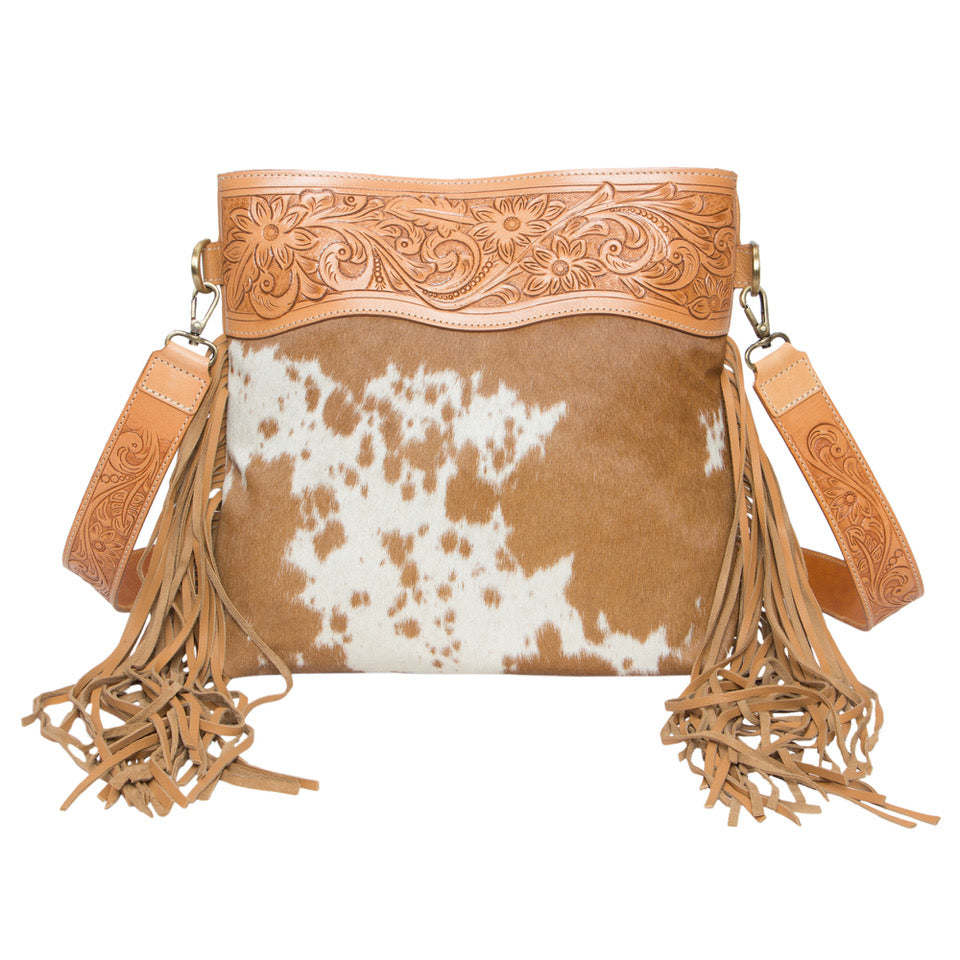 The Design Edge Tooled Leather Medium Sling Cowhide Bag – Pasto (AB13)