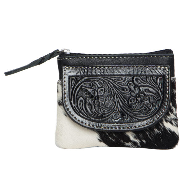 The Design Edge Tooled Leather Cowhide Zip Purse – AC46