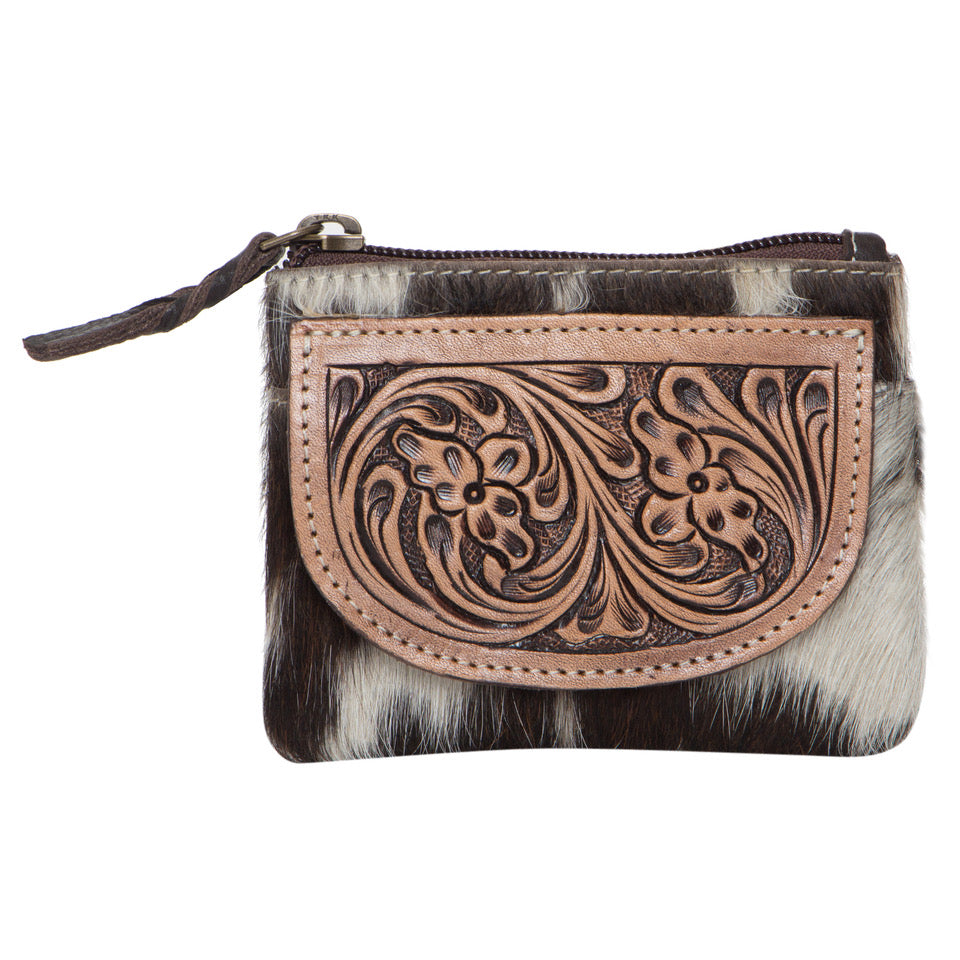 The Design Edge Tooled Leather Cowhide Zip Purse – AC46