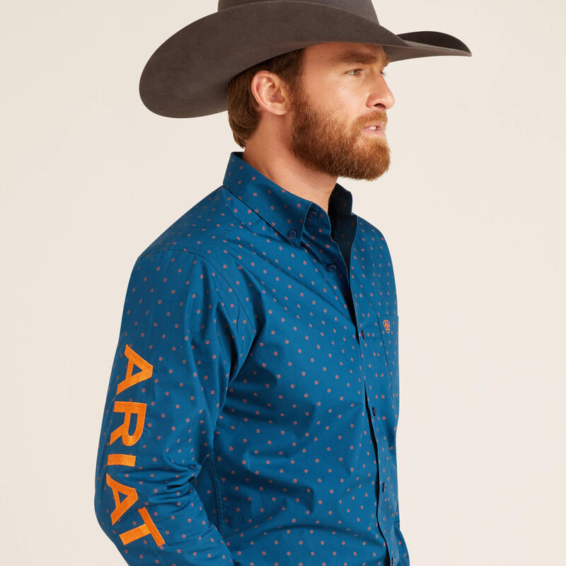 Ariat Men's Team Clarence Fitted L/S Shirt (True Blue)