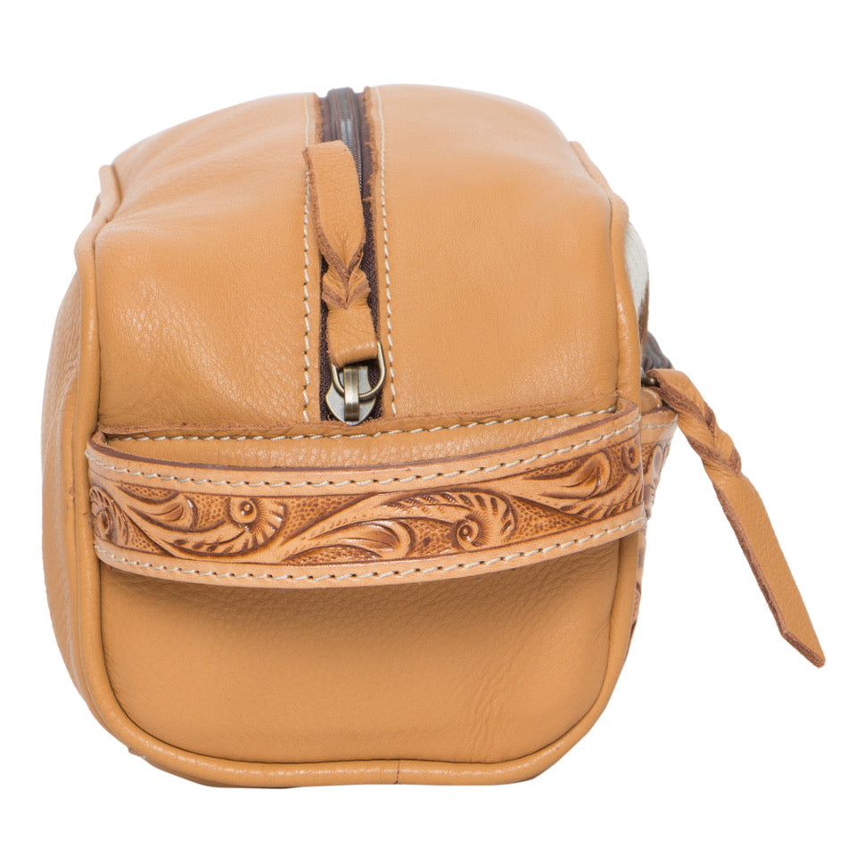 The Design Edge Tooled Leather Cowhide Toiletries Bag - Coro (AT62)