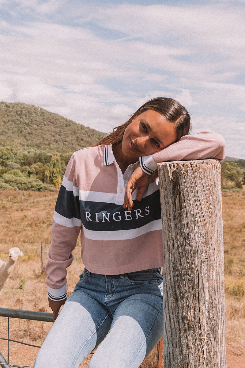 Ringers Western Alberta Women's Cropped Rugby Jersey_Pink