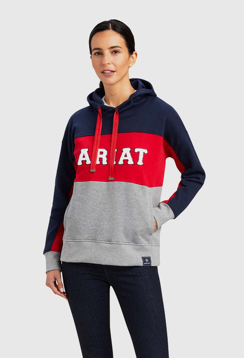 Ariat Ladies Rabere Team Hoodie (Navy/Red/Grey) - SALE