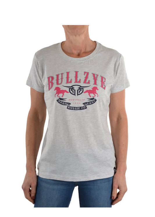 Bullzye Ladies Faster Crew Neck Tee - White Marle