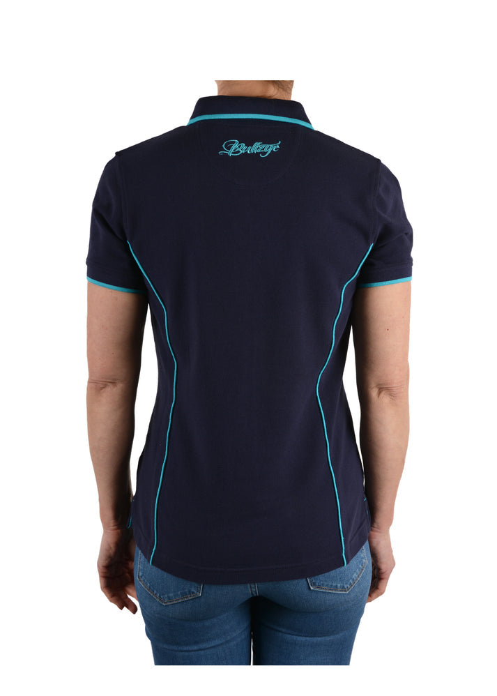 Bullzye Ladies Piped Polo (Navy/Aqua)