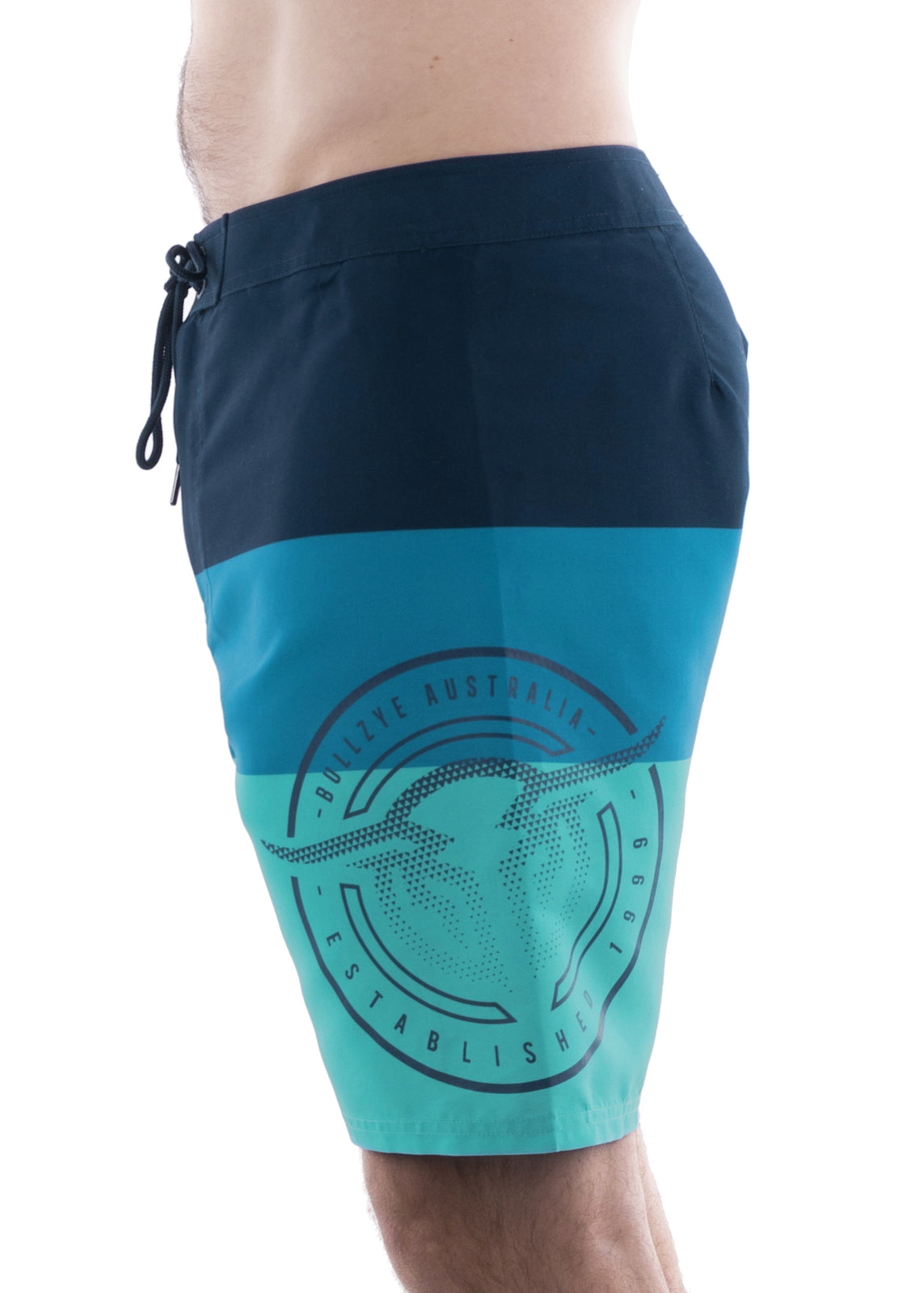 Bullzye Men's Shoreline Boardshorts - Navy/Aqua