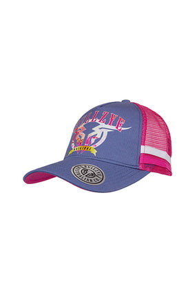 BULLZYE WOMENS SUNSET TRUCKER CAP - STEEL BLUE