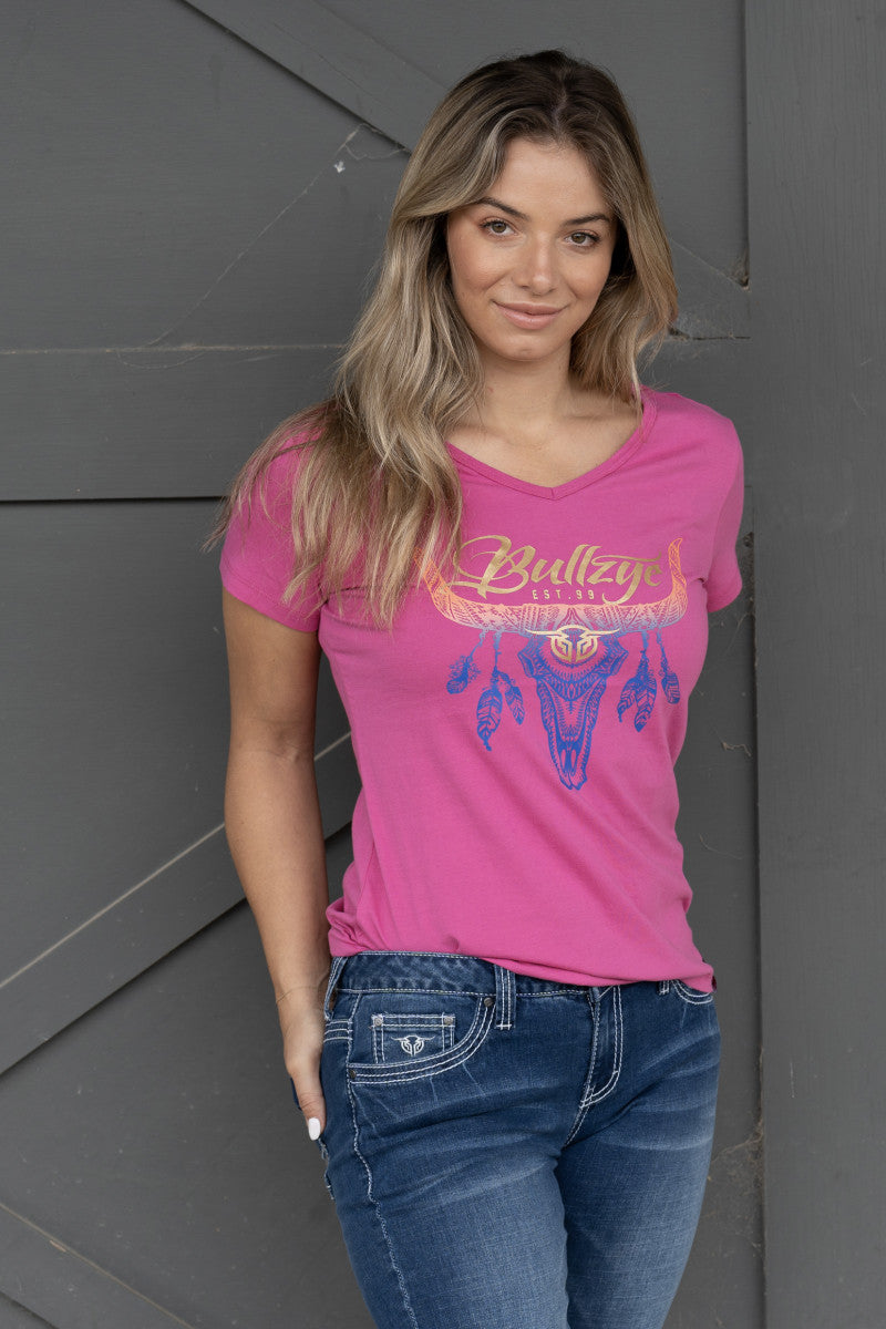 Bullzye Women's Argyle S/S Tee - Rose