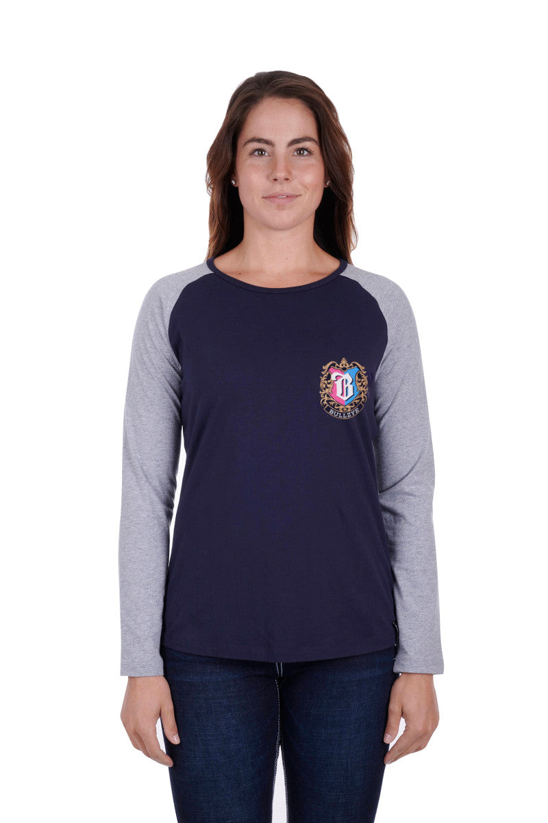 BULLZYE WOMEN'S ROYAL LONG SLEEVE RAGLAN TEE