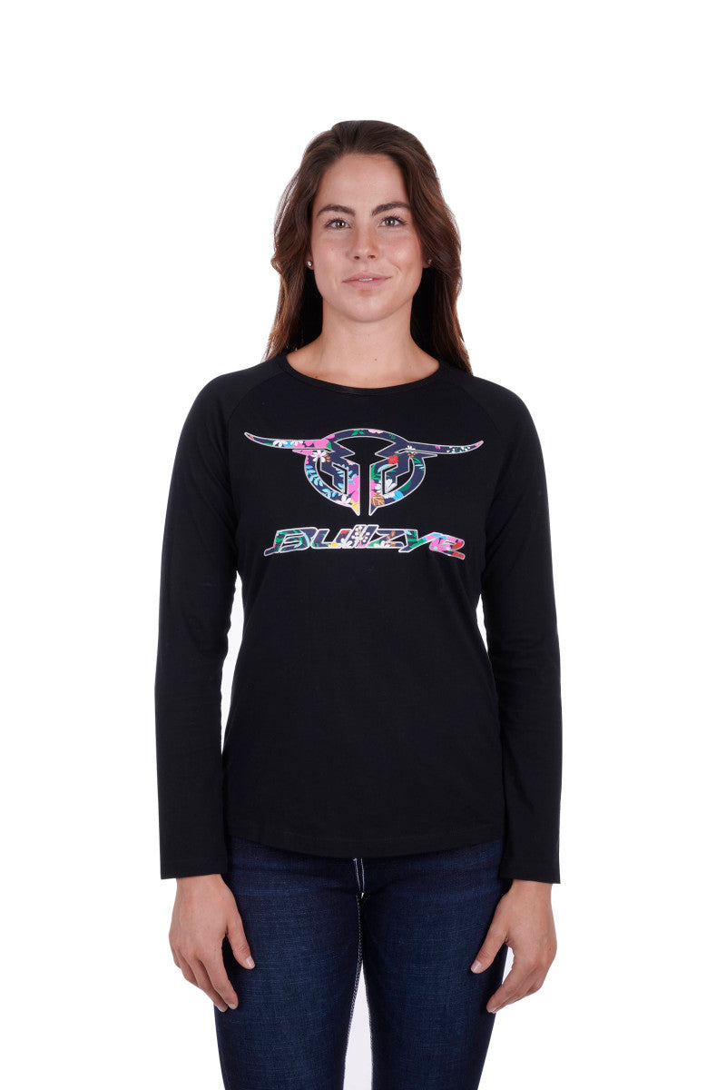 BULLZYE LADIES WILDFLOWER LONG SLEEVE RAGLAN TEE