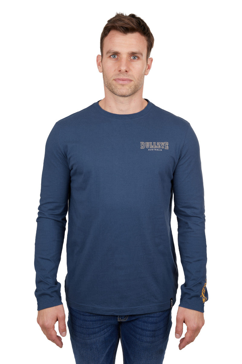 BULLZYE MENS JARROD LONG SLEEVE TEE - BLUE STEEL