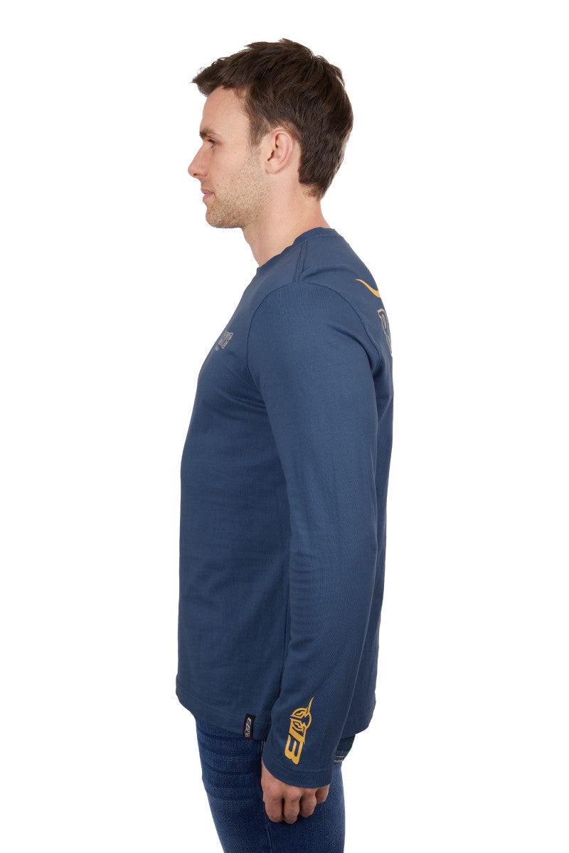 BULLZYE MENS JARROD LONG SLEEVE TEE - BLUE STEEL